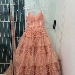 Natasha Couture Blush Pink Satin Dress